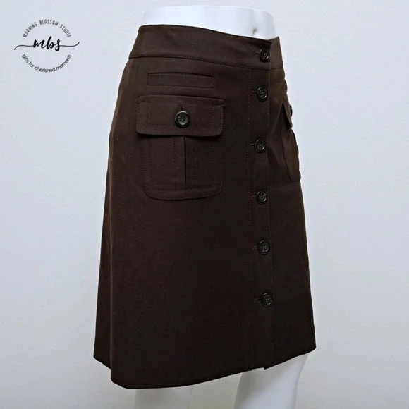 Ann Taylor Wool Blend Pencil Skirt with Pockets - Picture 4 of 7